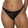 Curvy Couture No Show Lace String Bikini Panty - 1382 In Black