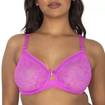 Curvy Couture No Show Lace Unlined Underwire Bra - 1362 In Pink