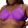 Curvy Couture No Show Lace Unlined Underwire Bra - 1362 In Purple