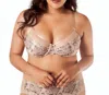 Curvy Couture Pearl Lotus Embroidered Underwire Bra In Bombshell Nude In Multi