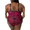 Curvy Couture Sheer Mesh Bodysuit In Dramatic Rose