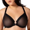 Curvy Couture Sheer Mesh Front Close Racerback Bra-1618 In Black