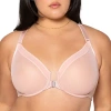 Curvy Couture Sheer Mesh Front Close Racerback Bra-1618 In Pink