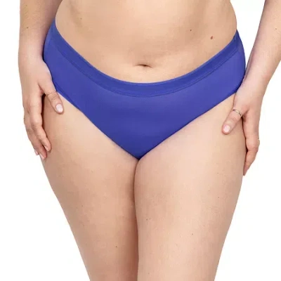 Curvy Couture Sheer Mesh High Cut Brief-1313 In Blue