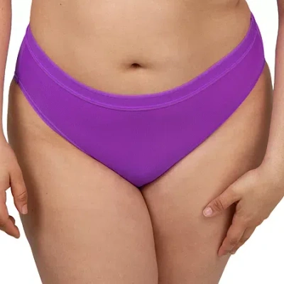 Curvy Couture Sheer Mesh High Cut Brief-1313 In Purple