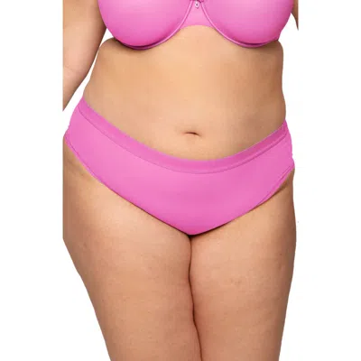 Curvy Couture Sheer Mesh High Cut Briefs In Pink