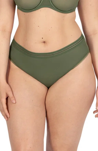 Curvy Couture Sheer Mesh High Cut Briefs In Green