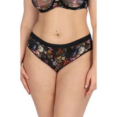 Curvy Couture Sheer Mesh High Cut Briefs In Black