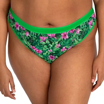 Curvy Couture Sheer Mesh High Cut Thong-1312 In Green