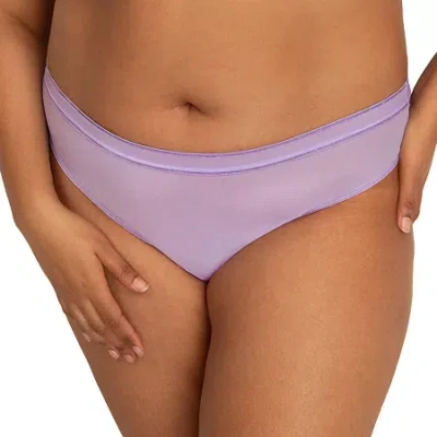 Curvy Couture Sheer Mesh High Cut Thong-1312 In Purple