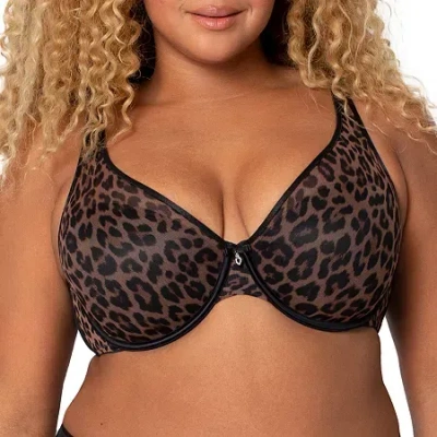 Curvy Couture Sheer Mesh Plunge T-shirt Bra- 1310 In Brown