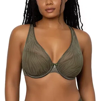 Curvy Couture Sheer Mesh Plunge T-shirt Bra- 1310 In Green