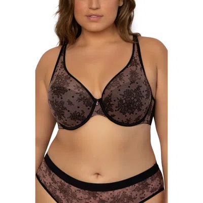 Curvy Couture Sheer Mesh Plunge T-shirt Bra In Chantilly