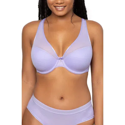 Curvy Couture Sheer Mesh Plunge T-shirt Bra In Lavender Mist