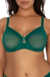 Curvy Couture Full Figure Mesh Underwire Bra In Green