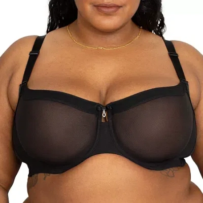 Curvy Couture Sheer Mesh Unlined Balconette-1611 In Black