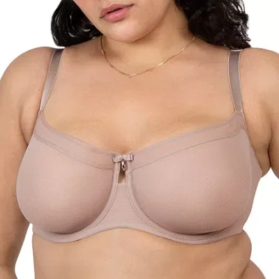 Curvy Couture Sheer Mesh Unlined Balconette-1611 In Pink