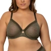 Curvy Couture Sheer Mesh Unlined Underwire Bra-1311 In Green