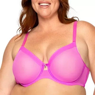 Curvy Couture Sheer Mesh Unlined Underwire Bra-1311 In Pink