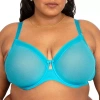 Curvy Couture Full Figure Mesh Underwire Bra In Blue