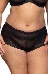 Curvy Couture Sheer Whisper Boyshorts In Onyx