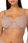 Curvy Couture Sheer Whisper Full Coverage Unlined Underwire Bra In Gray