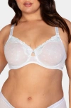 Curvy Couture Sheer Whisper Full Coverage Unlined Underwire Bra In Pearl