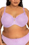 Curvy Couture Sheer Whisper Full Coverage Unlined Underwire Bra In Stellar Orchid