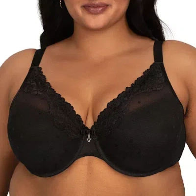 Curvy Couture Sheer Whisper Plunge T-shirt Bra- 1607 In Black