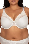 Curvy Couture Sheer Whisper Plunge Underwire T-shirt Bra In Pearl