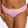 Curvy Couture Shimmer Mesh High Cut Thong- 1603 In Pink