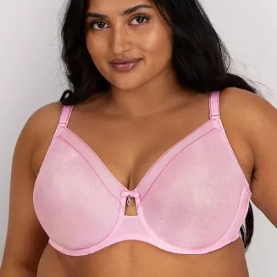 Curvy Couture Shimmer Unlined Underwire Bra- 1374 In Pink