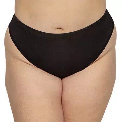 Curvy Couture Silky Smooth High Cut Thong Panty - 1378 In Black