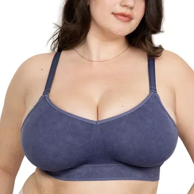 Curvy Couture Smooth Seamless Comfort Wireless Bra-1331 In Blue
