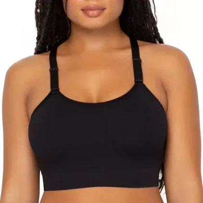 Curvy Couture Smooth Seamless Comfort Wireless Longline Bra-1332 In Black