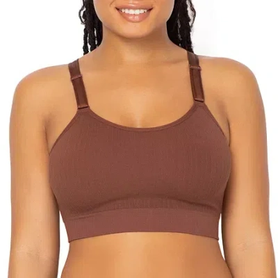 Curvy Couture Smooth Seamless Comfort Wireless Longline Bra-1332 In Brown