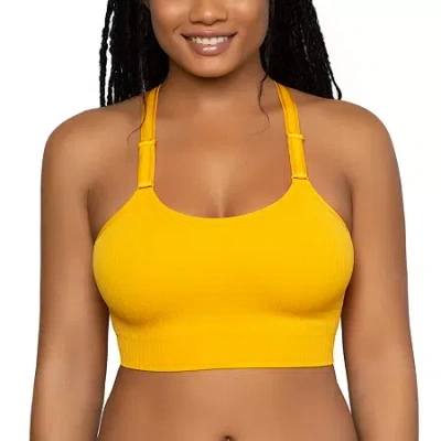 Curvy Couture Smooth Seamless Comfort Wireless Longline Bra-1332 In Yellow