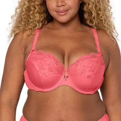 Curvy Couture Tulip Lace Push Up Bra-1017 In Orange