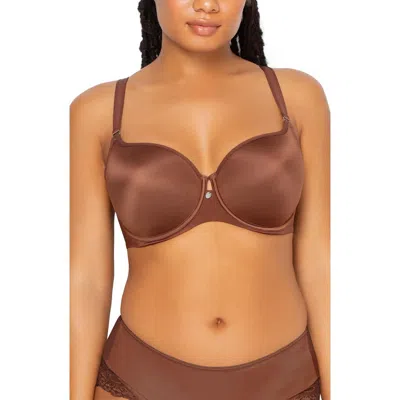 Curvy Couture Tulip Smooth Convertible Underwire Push-up Bra In Chocolate