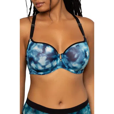 Curvy Couture Tulip Smooth Convertible Underwire Push-up Bra In Floral Wash W/ Black