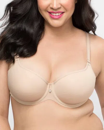 Curvy Couture Tulip Smooth Underwire T-shirt Bra In Nude In Gray