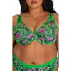 Curvy Couture Underwire Plunge Bra In Green