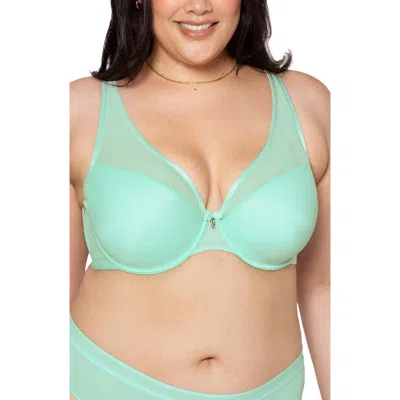 Curvy Couture Underwire Plunge Bra In Mint Chip