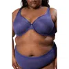 Curvy Couture Underwire Plunge Bra In Vintage Blue