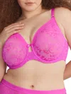 Curvy Couture No-show Lace Underwire Unlined Bra In Pink
