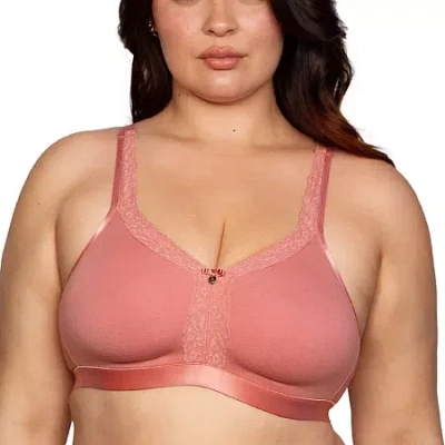 Curvy Couture Womens Medium Support Wireless Bralette 1010 In Pink