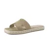 Cushionaire Women's Avocado Espadrille Slide Sandal In Biscuit In Sand