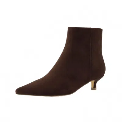 Cushionaire Women's Barbie Kitten Heel Bootie In Chocolate Microsuede In Brown