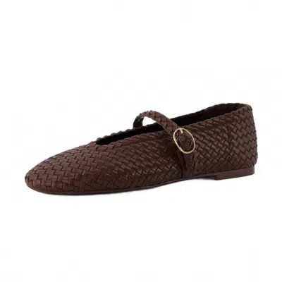 Cushionaire Women's Bistro Woven Mary Jane Flat In Brown