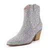 Cushionaire Women's Bravo Sparkly Western Cowboy Boot In Silver In Silver
